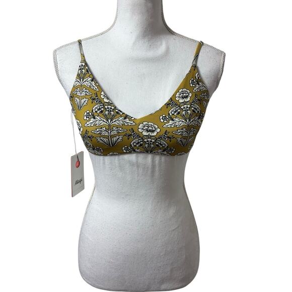 MAAJI WOMENS SWIMWEAR REVERSIBLE FLORAL AND BLACK PRINT BIKINI TOP SIZE MEDIUM - Picture 1 of 6